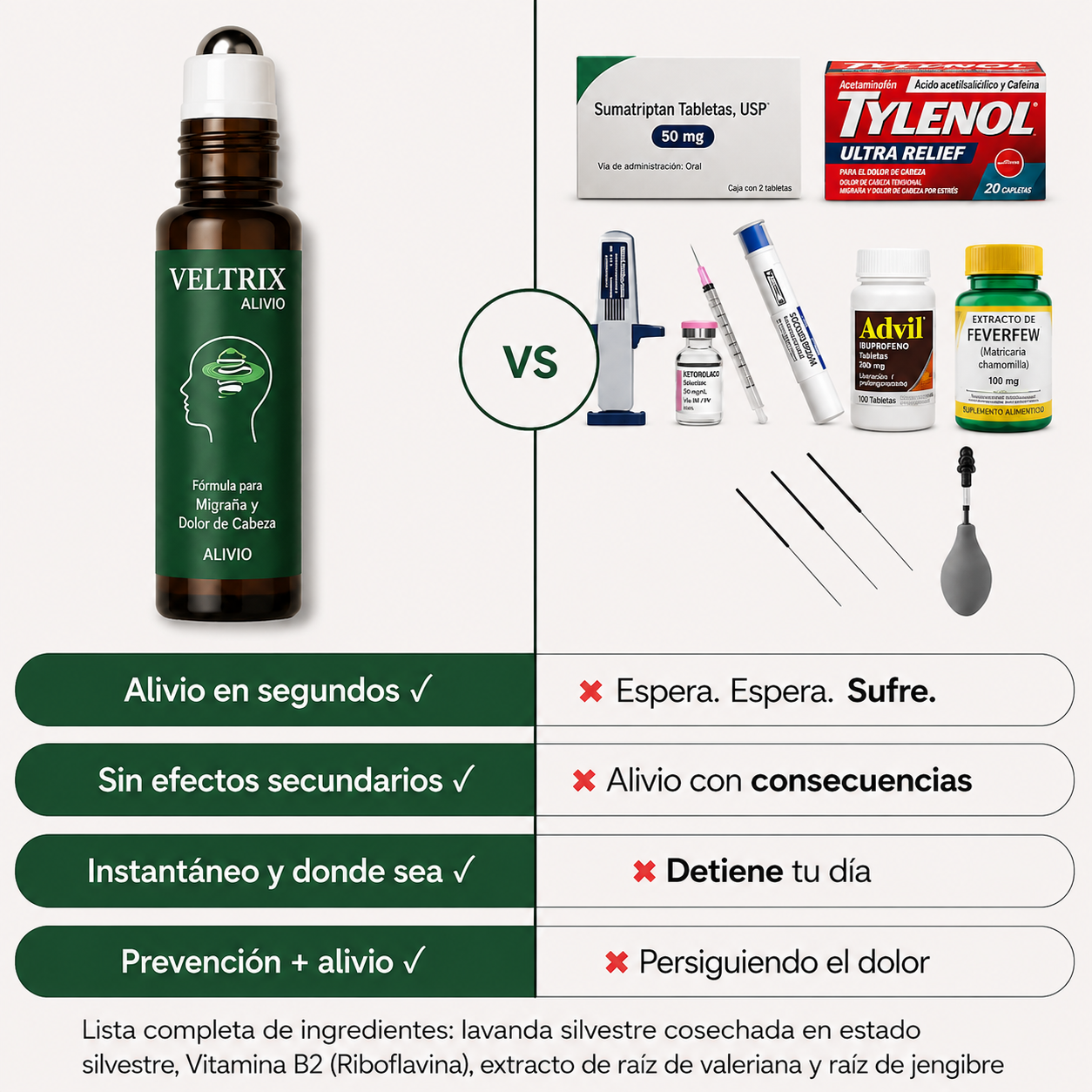 Veltrix™ Roll-On Alivio Refrescante Para Migraña