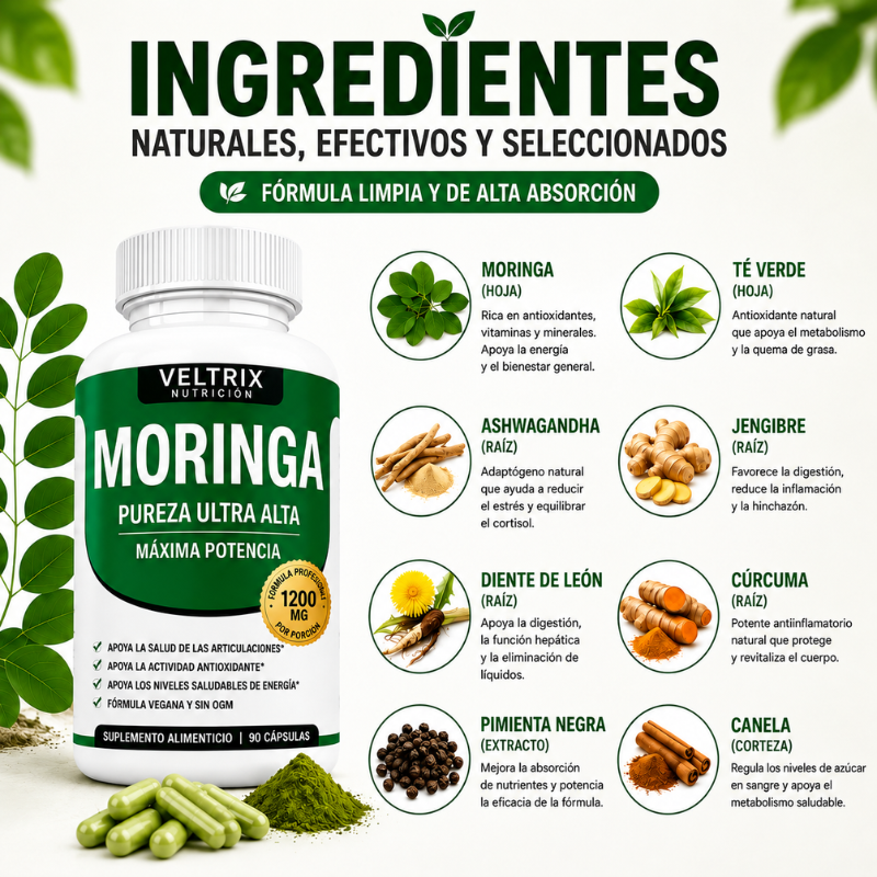 Veltrix™ Suplemento de Moringa para Deshinchazón