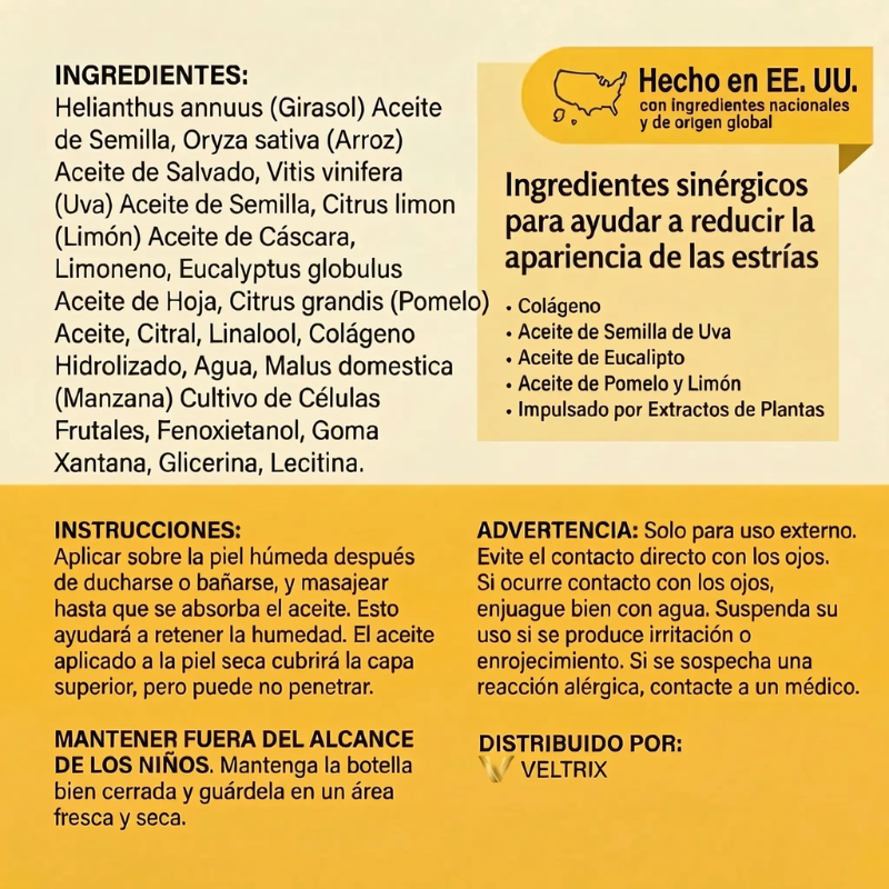 Veltrix™ Aceite Intensivo Antiestrías Reafirmante